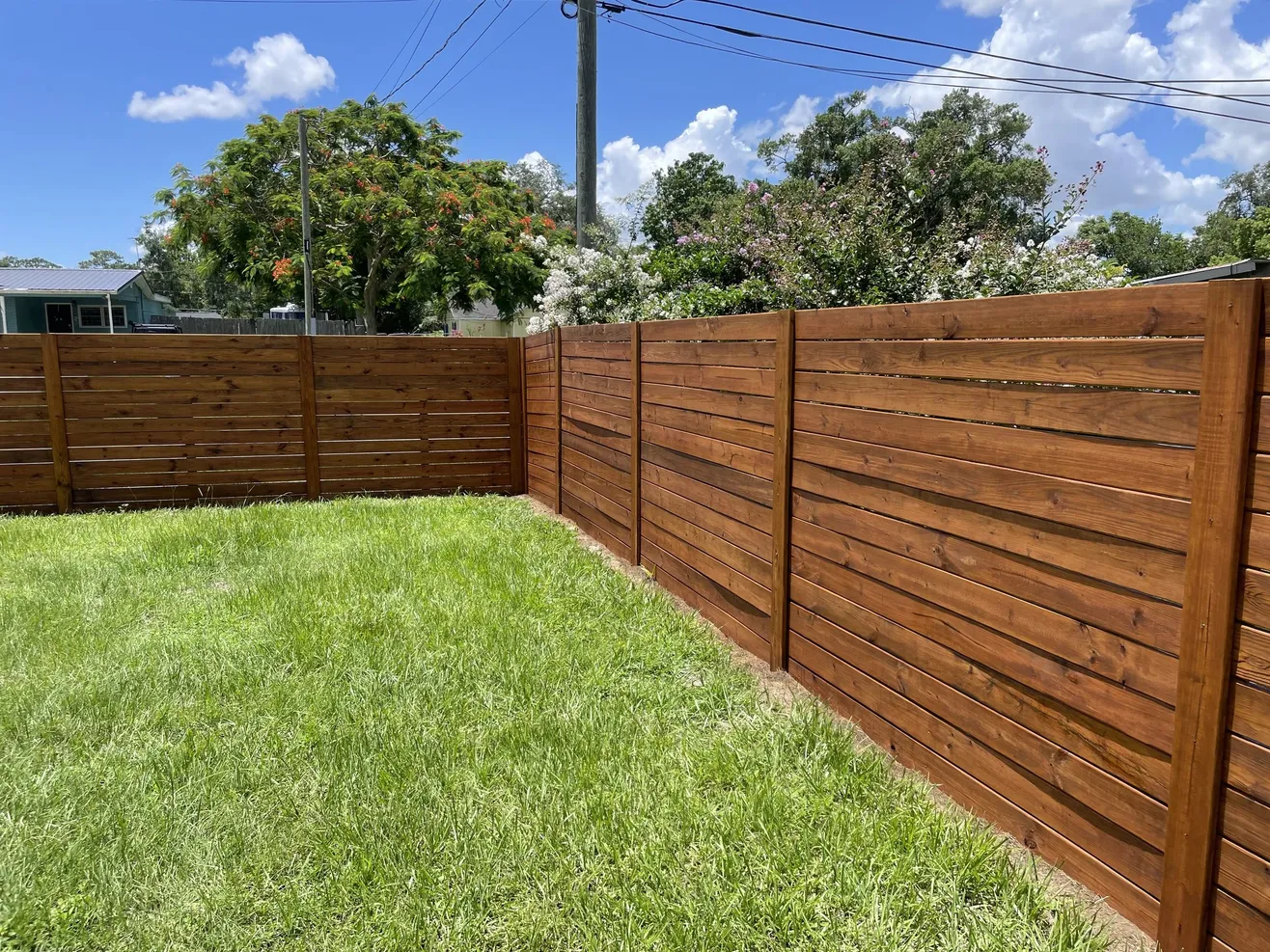Stained wooden fence